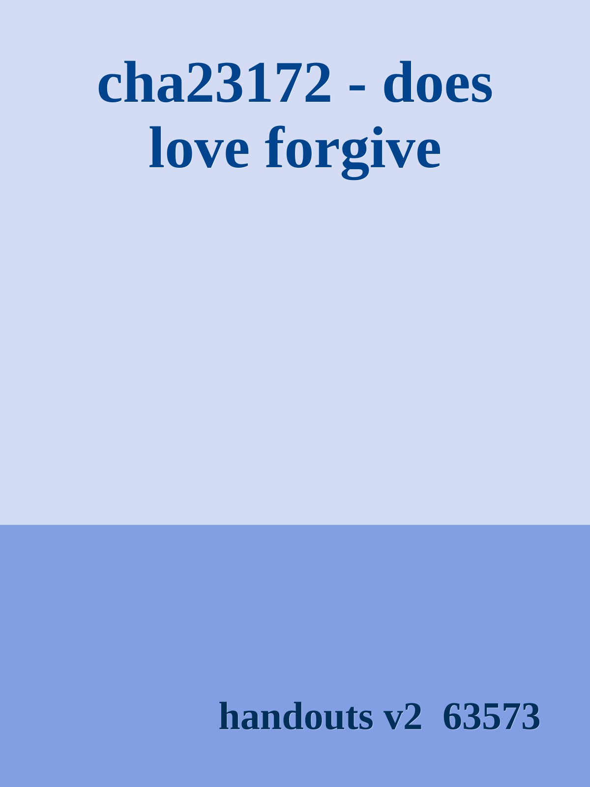 cha23172 - does love forgive