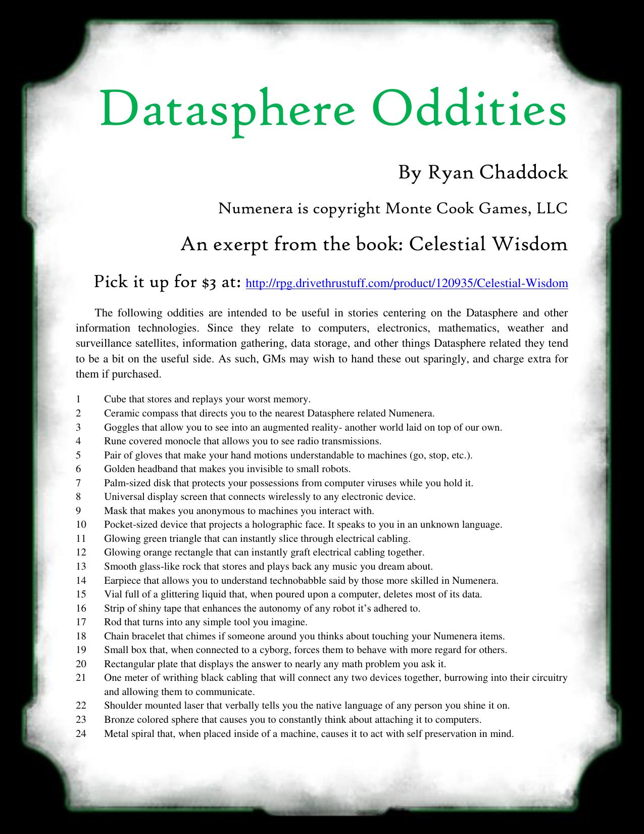 Datasphere Oddities