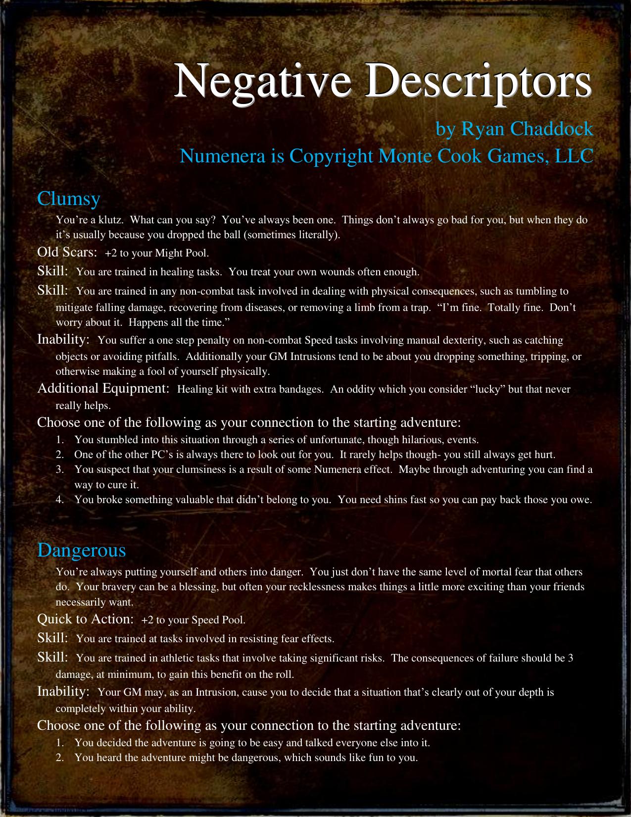 Negative Descriptors